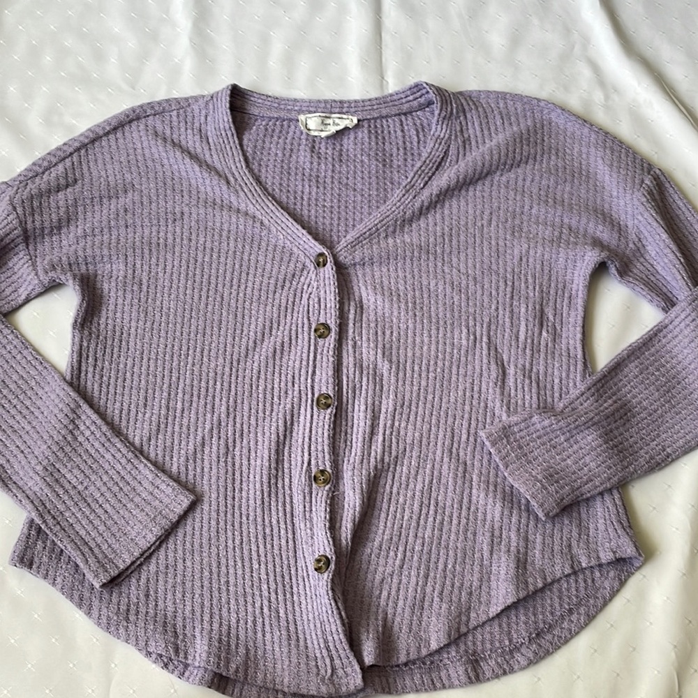 Hippie Rose Dusty Purple Waffle Button Up Shirt